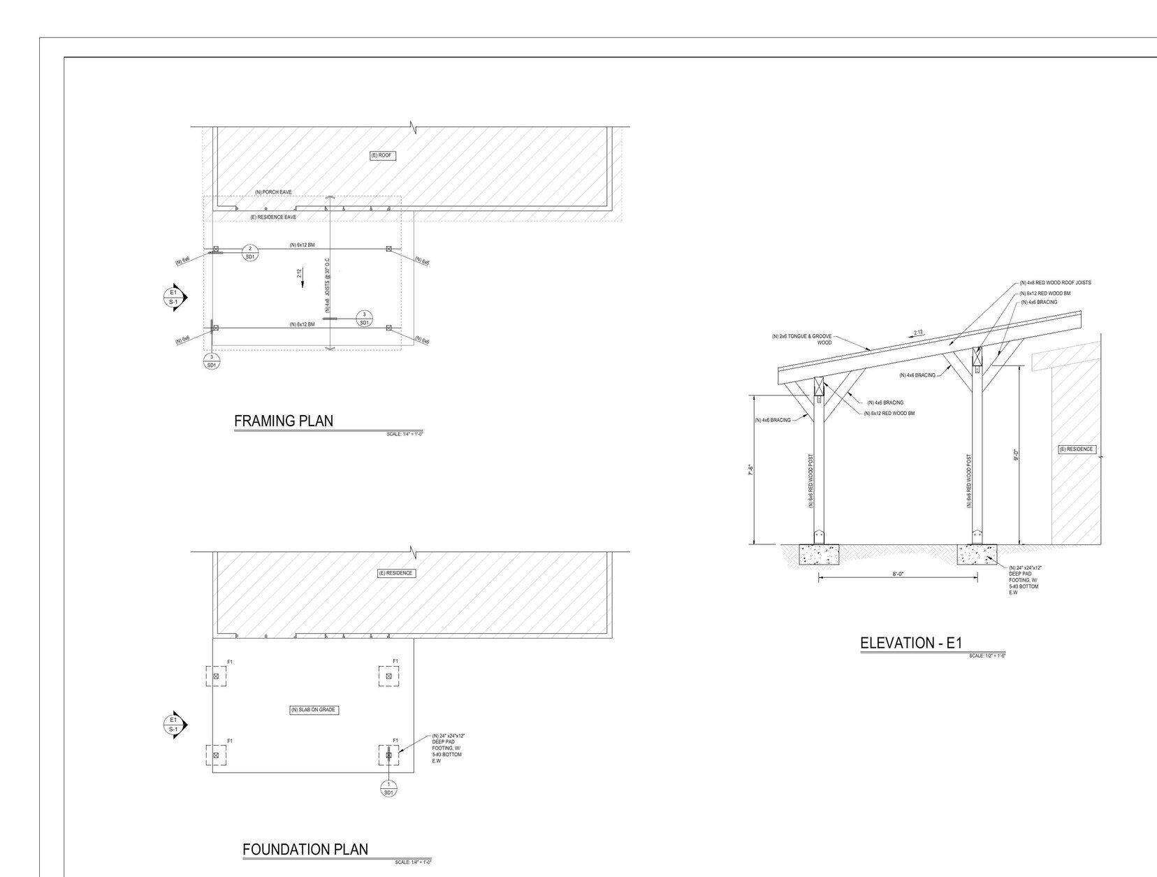Timber Porch Addition — structural drawing