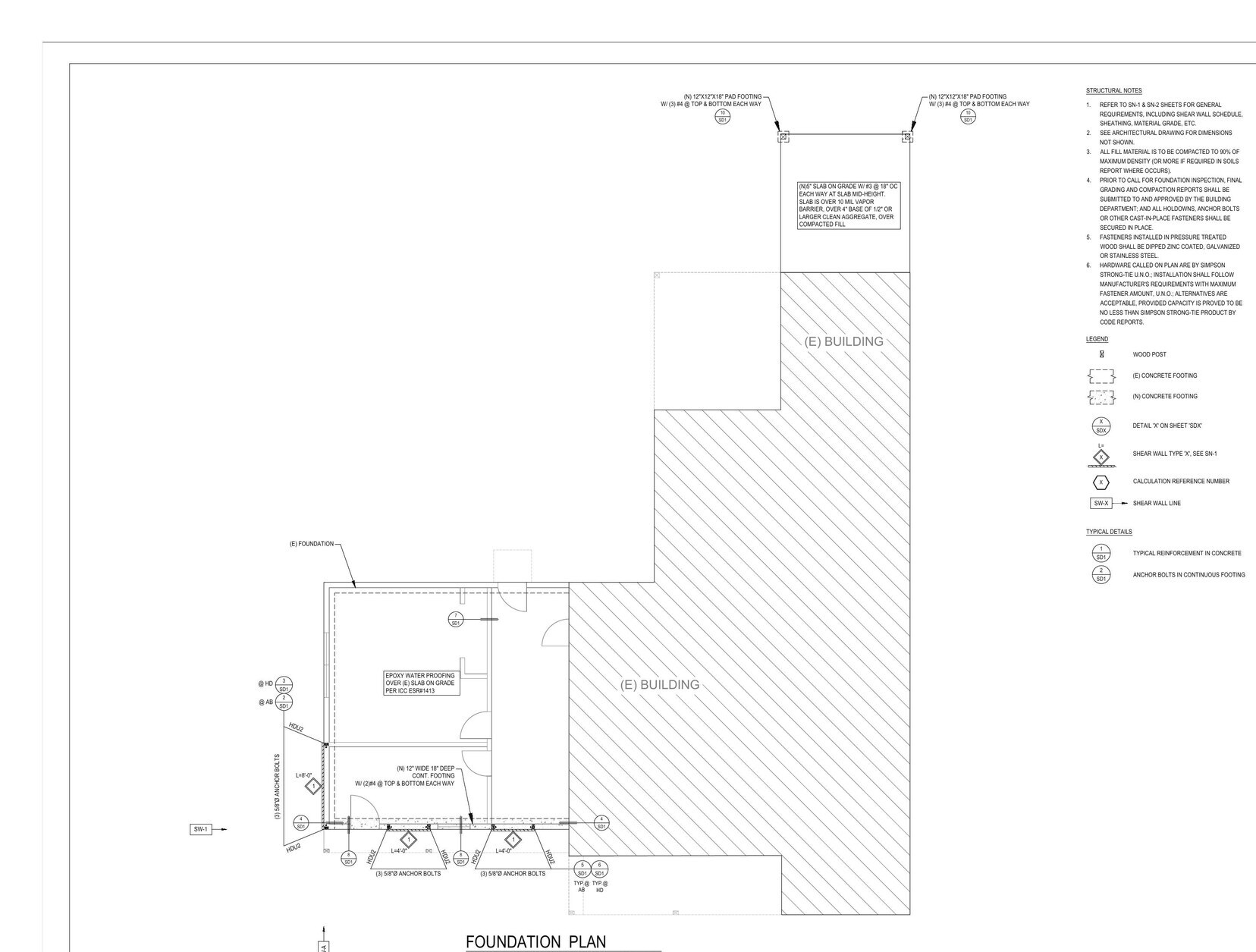 Garage Conversion + Covered Patio — structural drawing