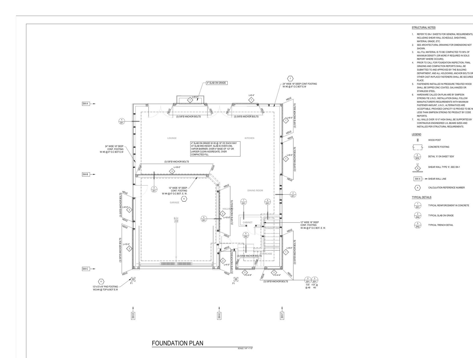 Two-Story Custom Residence — structural drawing